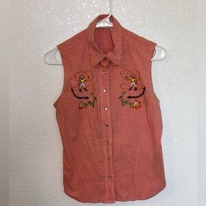 Desert Diva Red & White Plaid Western Shirt Vest